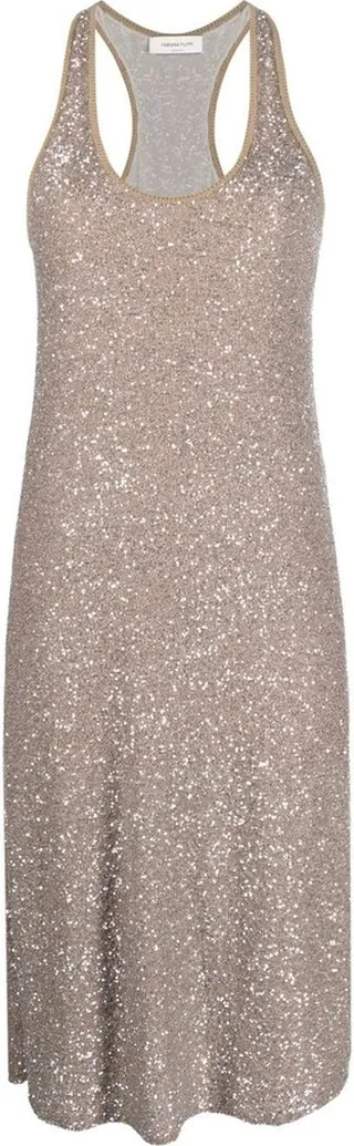 Shimmer-Finish Sleeveless Dress