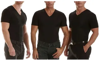 Insta Slim Men's 3 Pack Compression Short Sleeve V-Neck T-Shirts