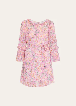 Lori Floral Silk Sash-Tie Mini Dress