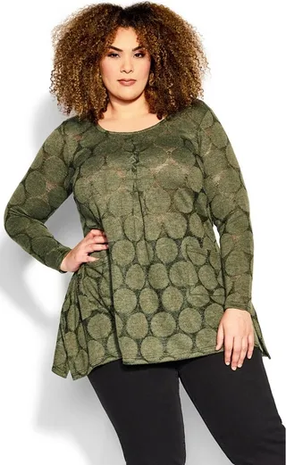 AVENUE | Women's Plus Size Emmery Tunic - sage - 14W