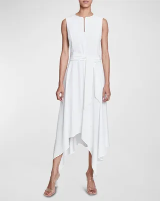 Natasha Zip-Front Handkerchief Maxi Dress