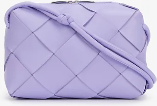 Womens Wisteria-silver Camera Small Intrecciato Leather Cross-body bag