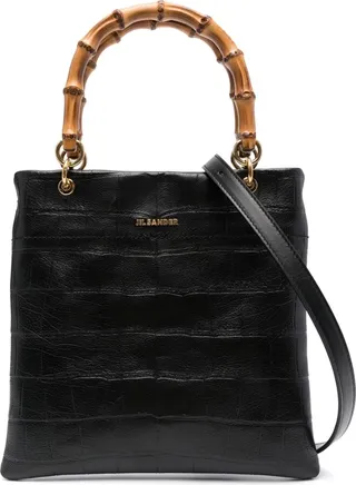 Crocodile-Effect Leather Tote Bag