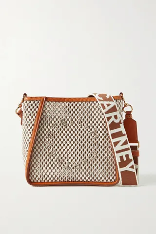 Stella McCartney - Vegetarian Leather-trimmed Embroidered Rope Shoulder Bag - Neutrals