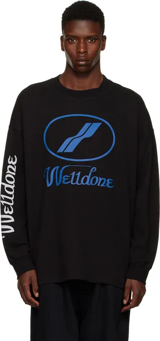 We11done Black Crewneck Long Sleeve T-Shirt