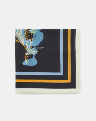 Floral Frost Toile Cashmere Silk Scarf