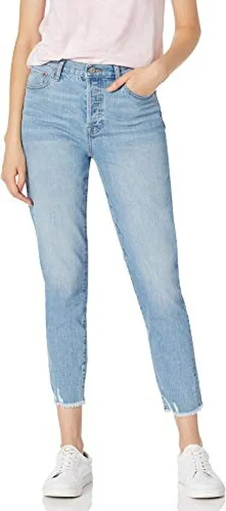 The Drop Women's Plus Size Audrey Slim High-Rise Straight Fit Button-Fly Jean