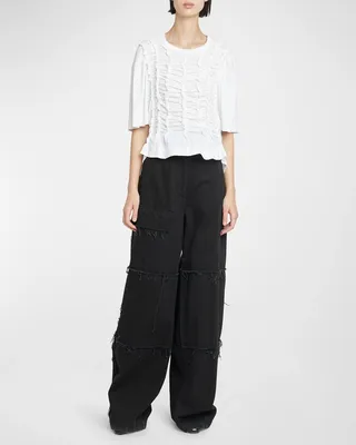 Hennesso Cotton Blouse with Ruffles