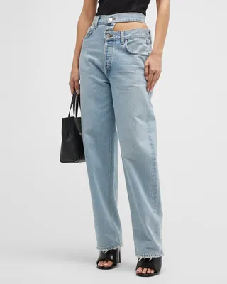 Straight Broken Waistband Jeans