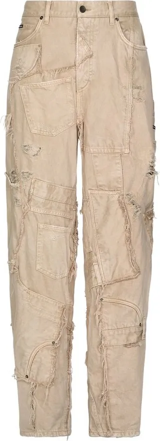 Patchwork-Design Tapered Jeans