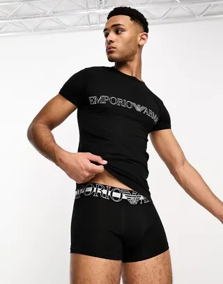 Emporio Armani Bodywear t-shirt and trunk lounge set in green