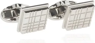 Burberry Check-Engraved Bar-Pin Fastened Square Cufflinks