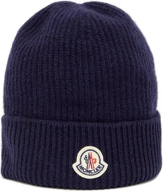 Moncler Logo Patch Ribbed Beanie