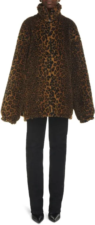 Leopard Print Faux Fur Jacket