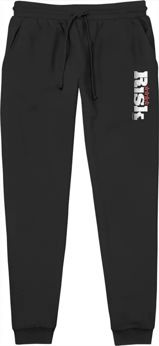 Men's Risk White Logo Jogger Sweatpants - Black - 2X Large
