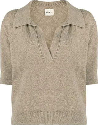 Neutral The Shrunken Jo Knitted Polo Top