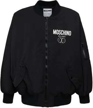 Logo print nylon bomber jacket