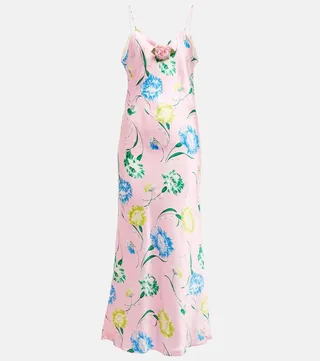 Printed satin midi dress