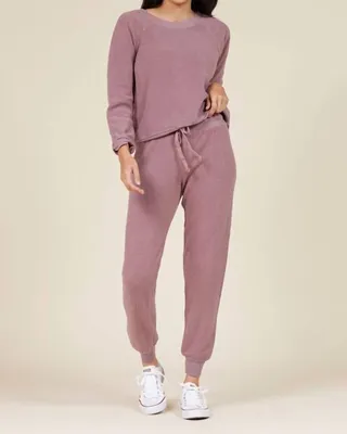 Slim Plush Sweatpant in Mauve