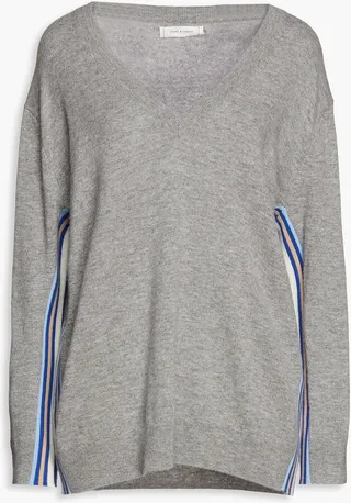 Striped wool and cashmere-blend sweater