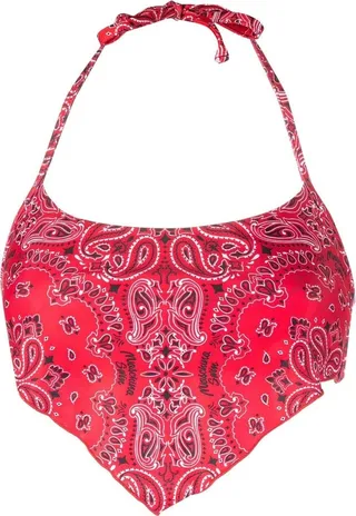 Bandana-Print Halterneck Bikini Top