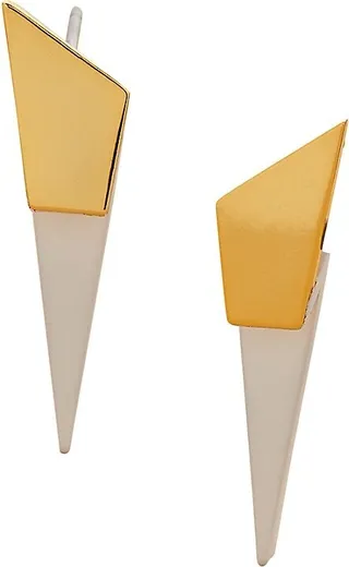 Retro Memphis 14K Goldplated Brass & Enamel Folded Pyramid Stud Earrings