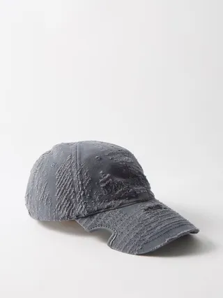 Logo-embroidered Distressed Cotton Cap