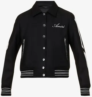 Womens Black Bones Brand-embroidered Regular-fit Wool-blend Jacket