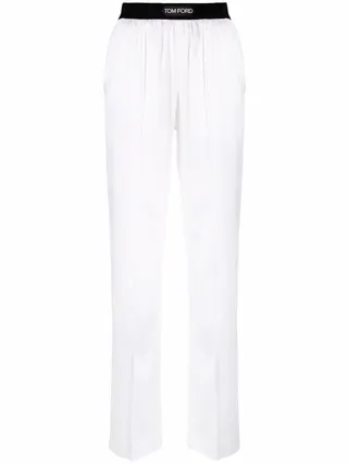 Straight-Leg Silk-Blend Trousers