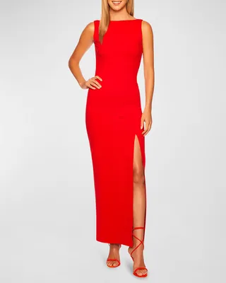 Low-Back Tank Maxi Dress with Slit