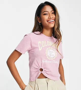 Reclaimed Vintage inspired cropped t-shirt with Colorado print