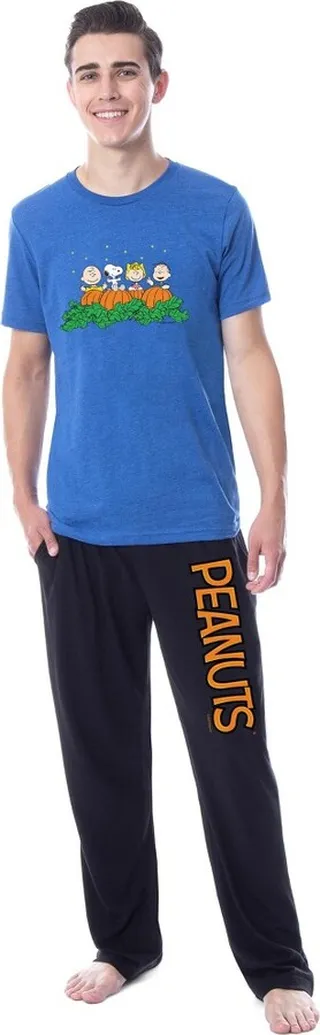 Peanuts Mens' Charlie Brown It's The Great Pumpkin Sleep Pajama Set (Medium) Multicolored