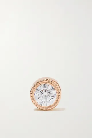MARIA TASH - Scalloped 2.5mm 18-karat Rose Gold Diamond Earring - One size