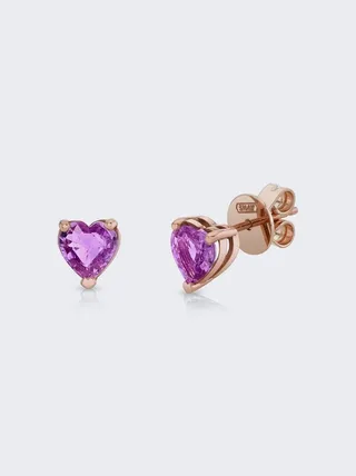 Emerald Heart Studs Rose Gold