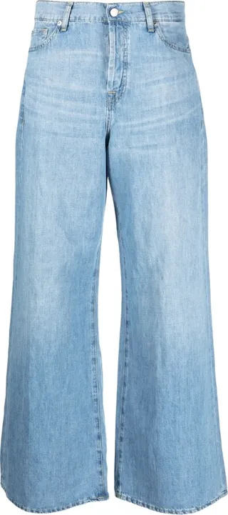Cotton-Blend Wide-Leg Jeans
