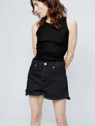 Clip Organic-cotton Frayed Denim Shorts