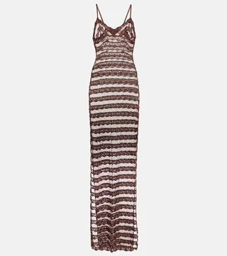Semi-sheer lace camisole maxi dress