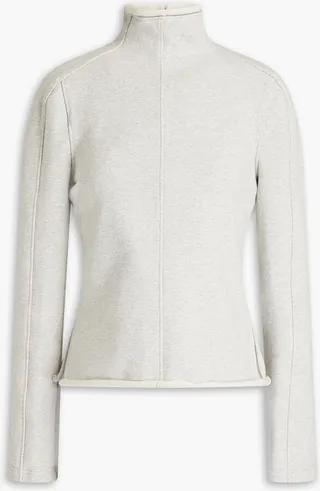 Mélange French cotton-blend terry turtleneck top