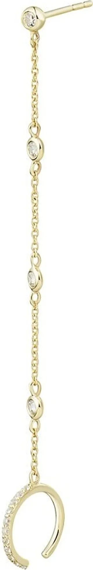 14K Yellow Gold & 0.12 TCW Diamond Stud Cuff Single Earring