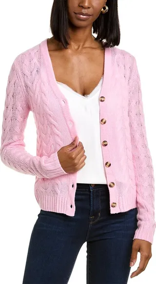 Kier + J Cable V-Neck Cashmere Cardigan