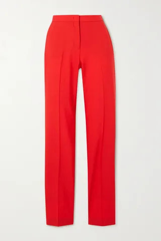 Another Tomorrow - + Net Sustain Pleated Merino Wool-crepe Straight-leg Pants - Red