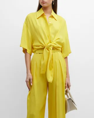 Tie Me Up Short-Sleeve Collared Shirt