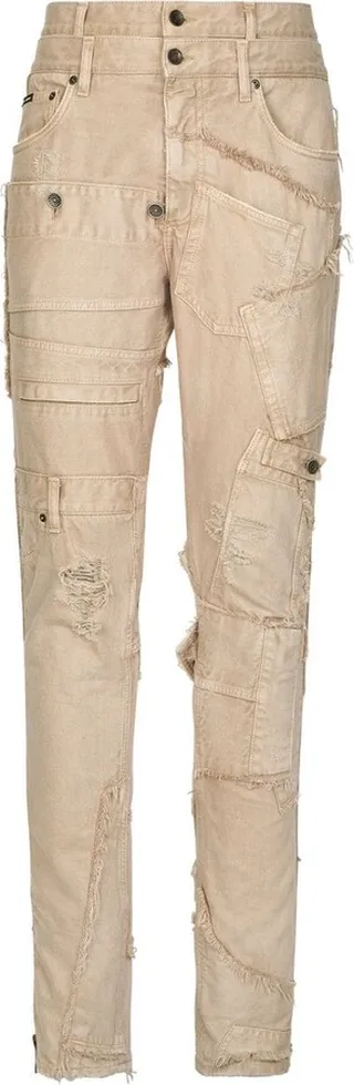 Deconstructed Ankle-Zip Jeans