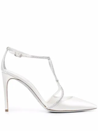 Crystal-Embellished Satin Pumps