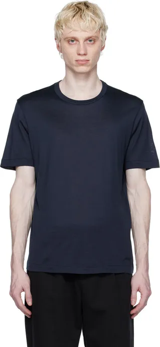 Brioni Navy Embroidered T-Shirt