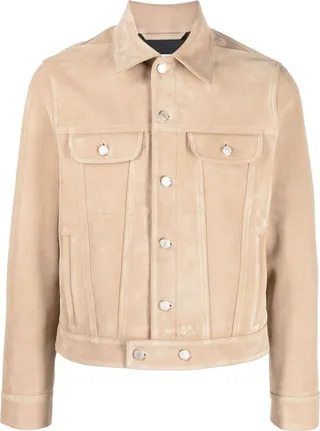 Logo-Patch Suede Jacket