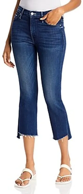 Mother The Insider High Rise Crop Step Fray Bootcut Jeans in Tongue and Chic