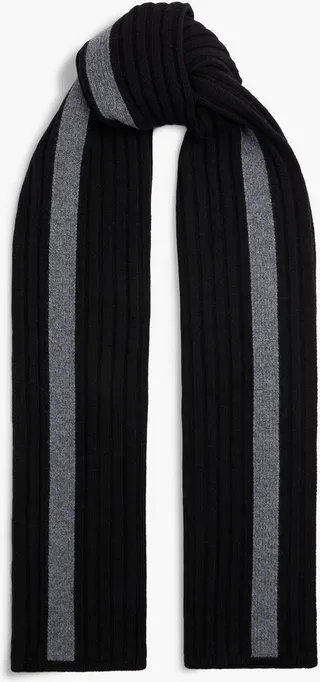 Verona ribbed two-tone merino wool scarf