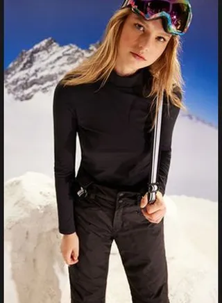 Winter Essentials Black Stand Up Collar Thermal Knit Blouse TWOAW24BZ00204