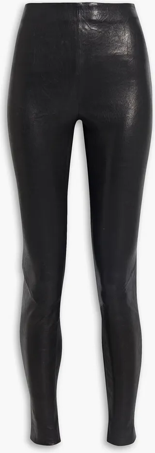 Textured-leather leggings